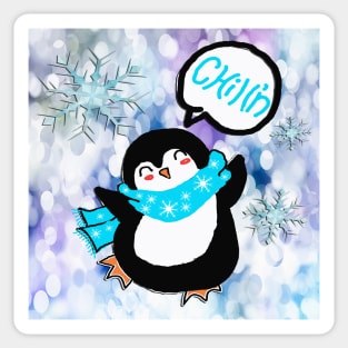 Funny Penguin Dancing Chill’N Gift Snowflake Cute Winter Gifts Sticker